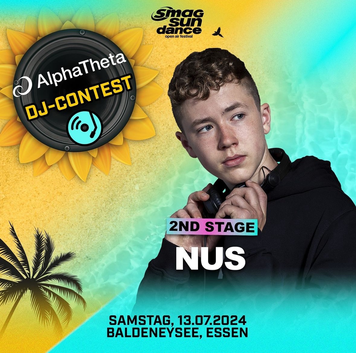 DJ NUS als Gewinner des AlphaTheta DJ-Contest 2024 des SMAG SunDance Festivals in Essen, Germany