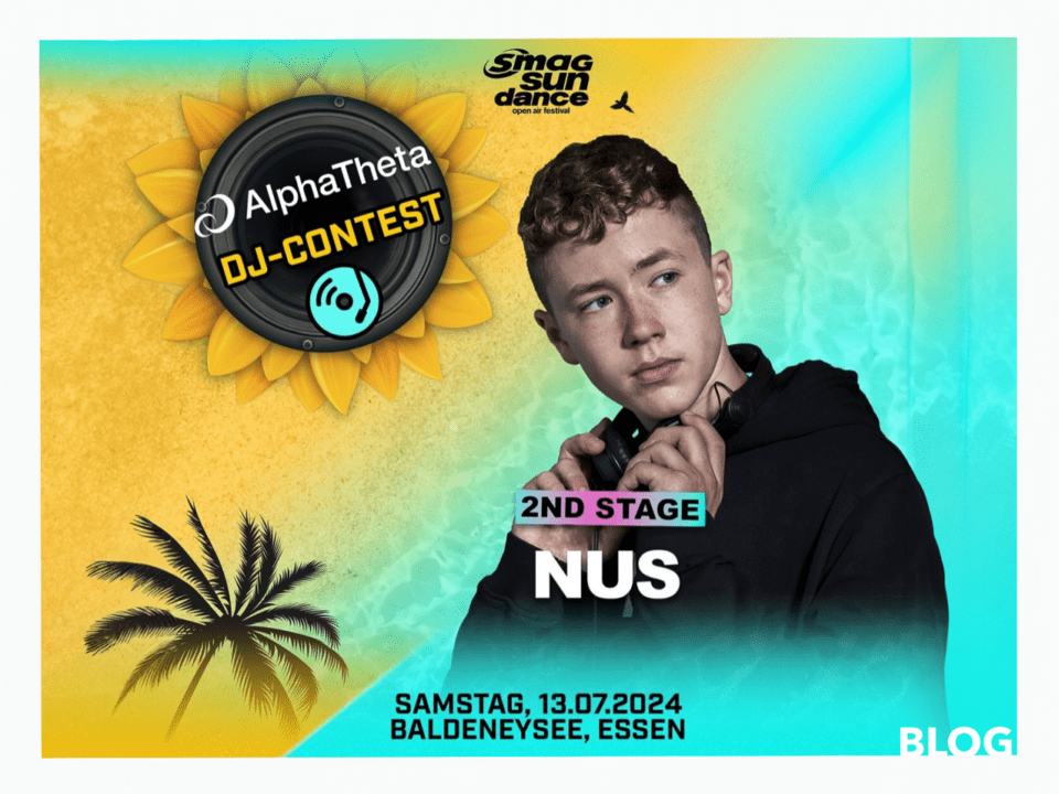 DJ NUS (Nus) aus Bonn, Deutschland bei seinem DJ-Gig auf dem Tante Mia Tanzt Festival 2024 in Vechta, Germany wofür er den DJ-Contest gewonnen hat und daher die Techno/Tech-House Stage "Gute Stube" vor Artists wie Sonderling, Restricted & Lovra eröffnen durfte